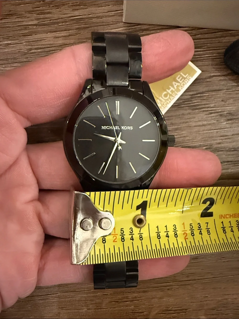 Michael Kors Slim Runway Black Bracelet Watch with Minimal Dial Working unisex
